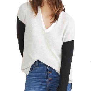 Madewell Warmlight V Neck Colorblock Sweater